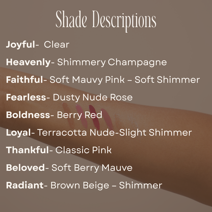 list of lip gloss shades and descriptions