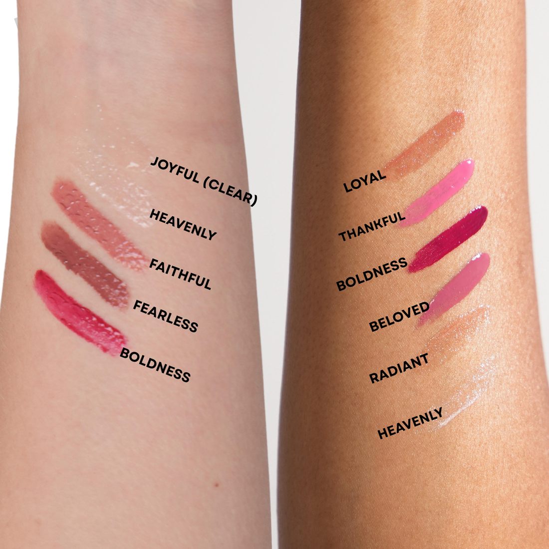 lip gloss swatch on arm